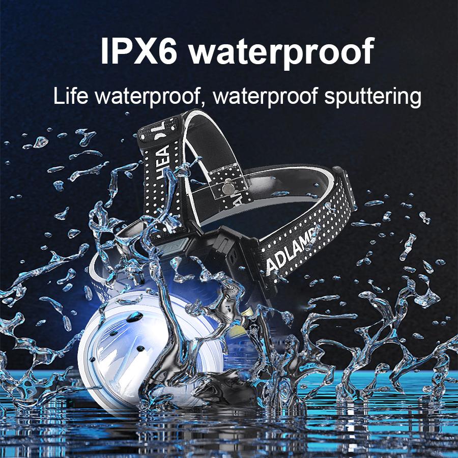 30W Super Bright IR-sensor hodelykt Vanntett Justerbar hodelykt Lett bærbar lanterne Utendørslys Nattcampinglampe