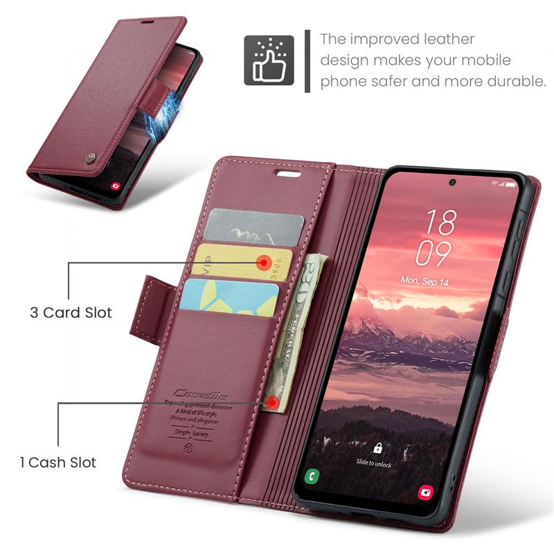 CaseMe Flip Leather Phone Case for Samsung Galaxy A57 5G A37 A17 A07 A56 A36 A26 A16 A55 A35 A25 A15 A54 A34 A24 A14 A73 A53 A13 A52 Wallet Card Cover