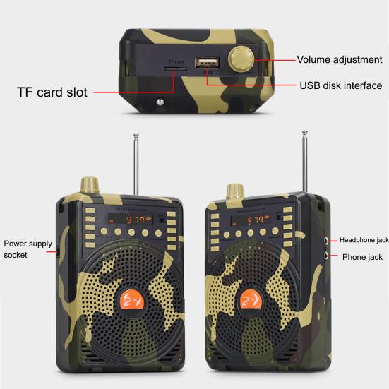 Voice Amplifier High Power HiFi Infrared Remote Controller Camouflage Bluetooth-compatible Electric Hunting Speaker for Teaching
