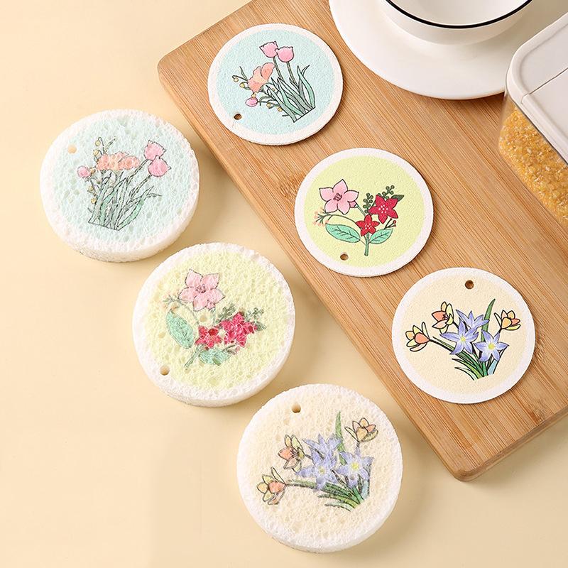 Сжатые губки из древесной целлюлозы для мытья посуды, кухонной уборки, волшебный ластик, ткань для чистки кастрюль color random