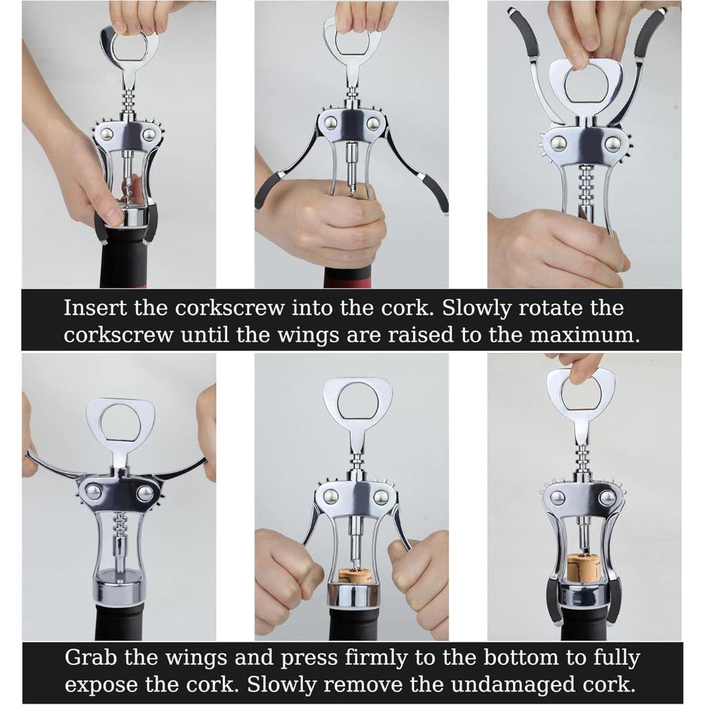 Wine Opener Premium Multifunctional Wing Corkscrew Wine Bottle Opener Suitable for Kitchens Restaurants Bars and Waiters.