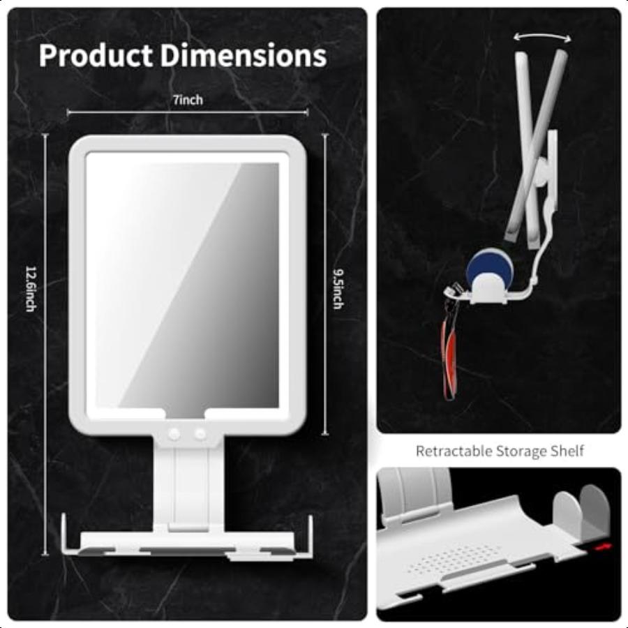 

Зеркало для душа с подсветкой Fogl для бритья с подогревом без запотевания большое 9,57 дюйма 3 цветовых режима затемнение зеркало для бритья в душе с подсветкой Re United States