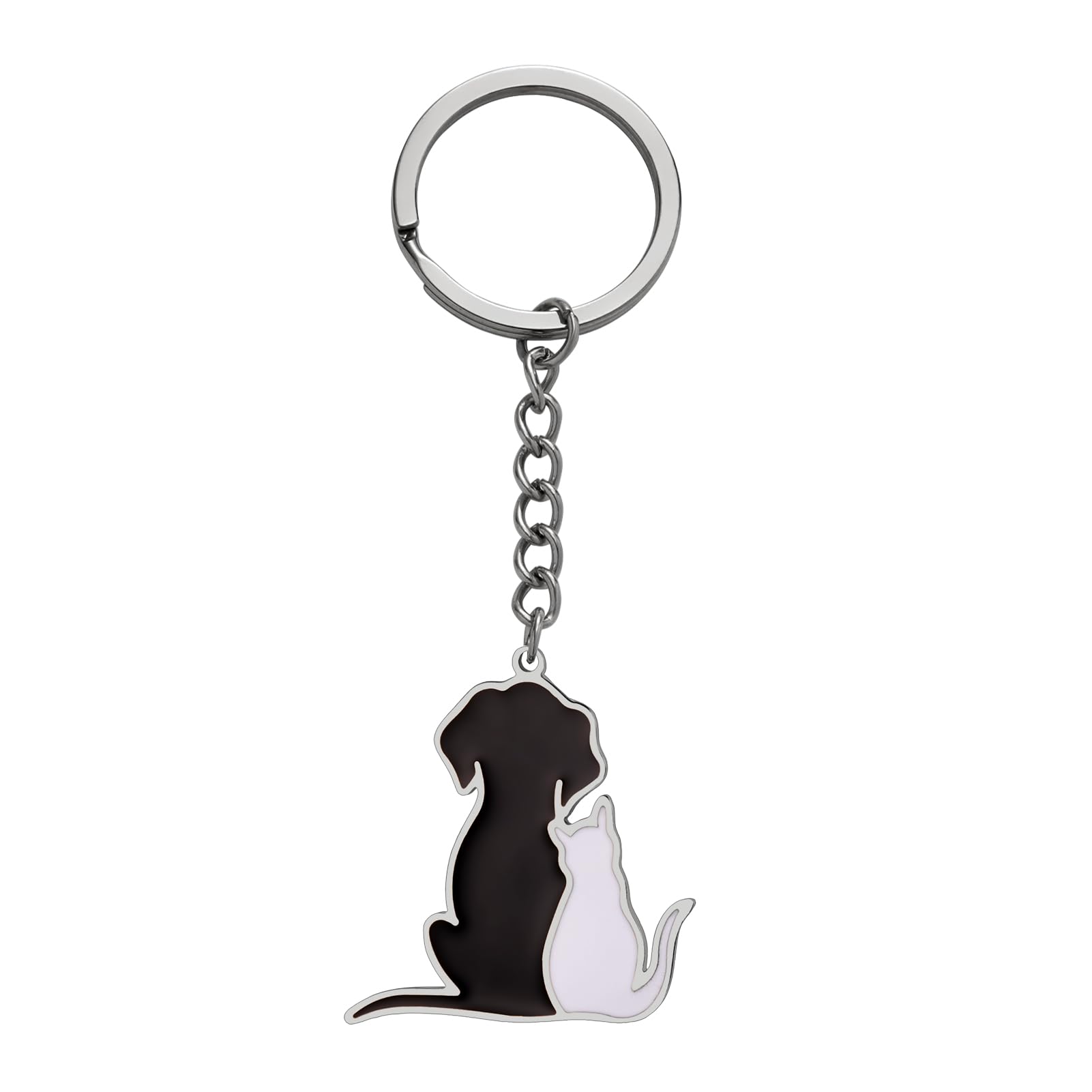 Dreamtimes Cute Cat Keychain Dog keychains for Women Man Cute Bag Car Keyring Stainless Steel Keyring Animal Keychain Gifts