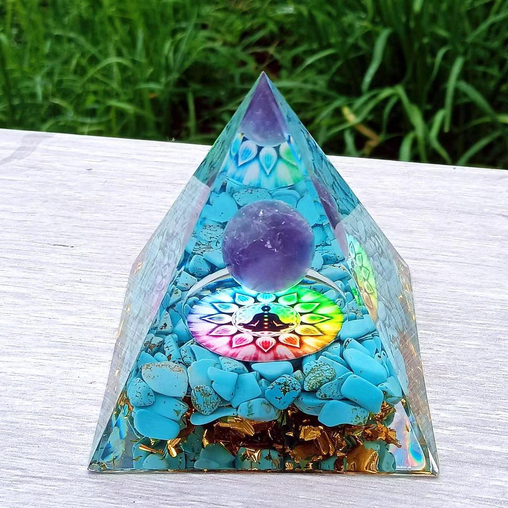 Crystal Stone Pyramid Resin Decor: Home, Office, Car Ornaments