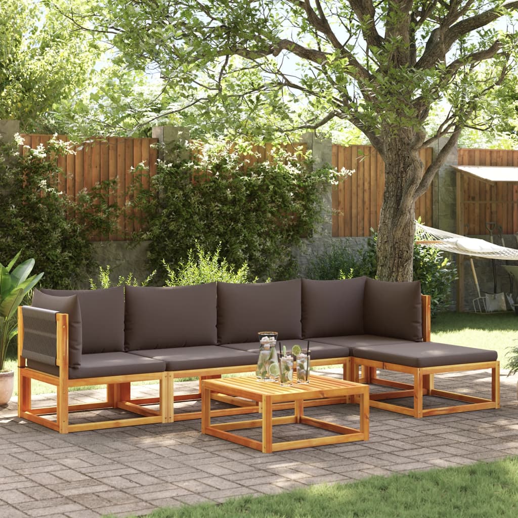 Vidaxl 6-Cz. Garden Lounge Set, With Cushions, Acacia