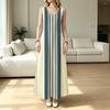 Bohemian A-Line Maxi Dress Sleeveless Striped,Loose & Breathable,Elegant for Beach Vacation,Daily Wear,Travel,Fashion & Versatile