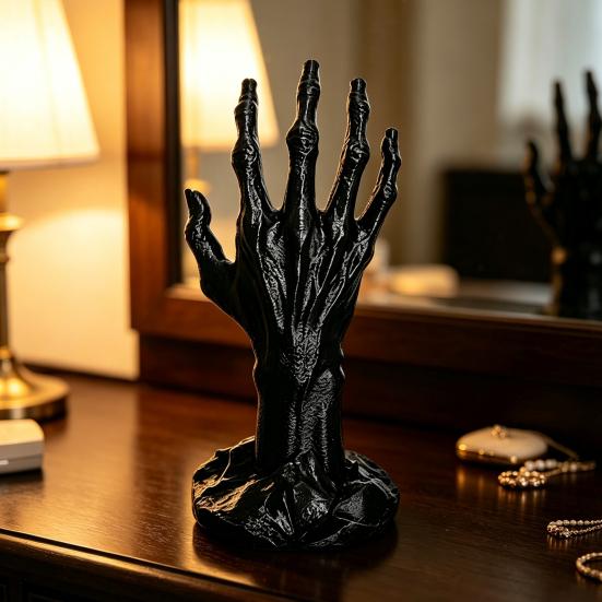 Niche Gothic Decor 3D Printed Skeleton Hand Jewelry Display Stand for Rings Earrings, Organizer Ring Holder Bracelet Watch, Halloween Home Room Vanity