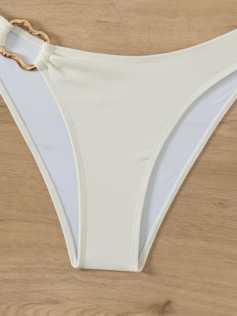 Solid Color Halter Strap Tube Top Sexy Bikini Split Swimsuit