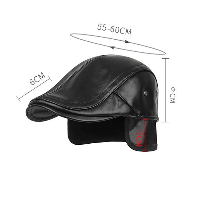 Winter Velvet PU Leather Forward Cap Men's Outdoor Cold-Proof Warm Ear Protection Cap