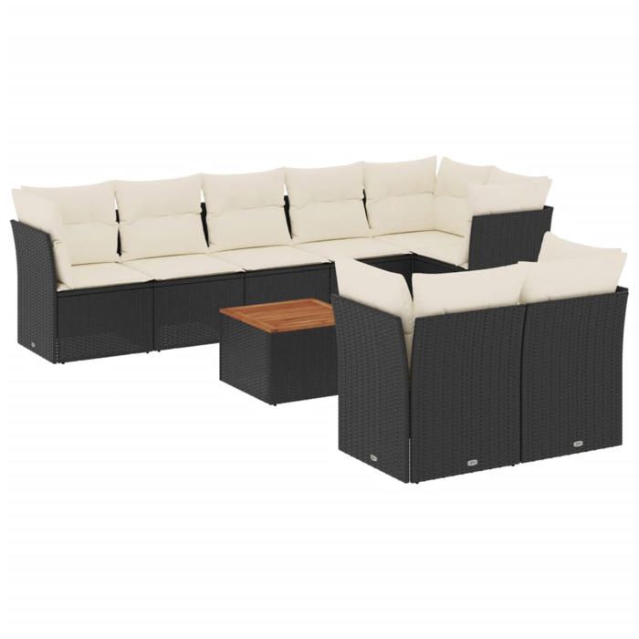 VidaXL Garden Lounge Set with Cushions 9 Pcs, Patio Sofas, Furniture Set, Outdoor Terrace Furniture, Black 3223732