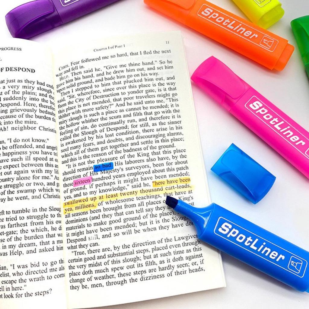 Back to School: SPOTLINER Highlighter, 6-Color Flat with Clip