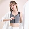 Front Zipper Compression Sports Bra Flat Chest Look Breathable Mesh Lightweight Support Daily Wear Exercise