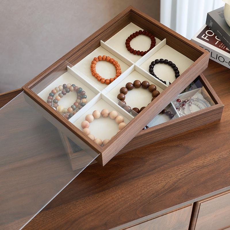 Wood Grain Beaded Bracelet and Jewelry Display Box for Bracelets, Bangles, and Crystals.