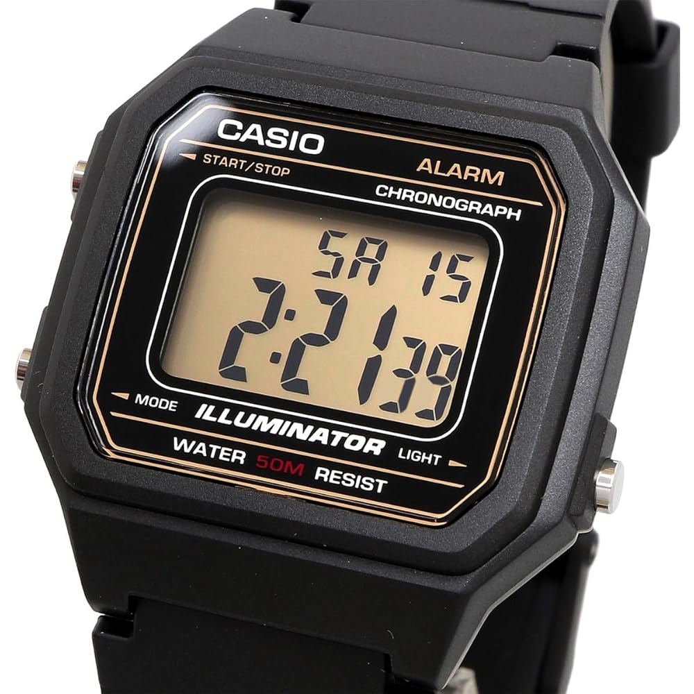 Casio Standard Digital Men's Watch W-217H-9AV Black Gold LCD Overseas Model