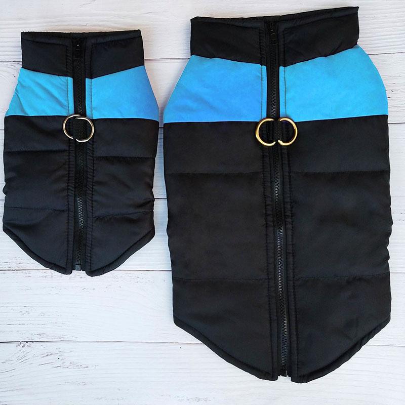 

Водонепроницаемая теплая одежда для домашних животных, зимняя хлопковая жилетка с застежкой-молнией цвета щенка, мягкая повседневная куртка большого размера, лыжный костюм для собаки M синий