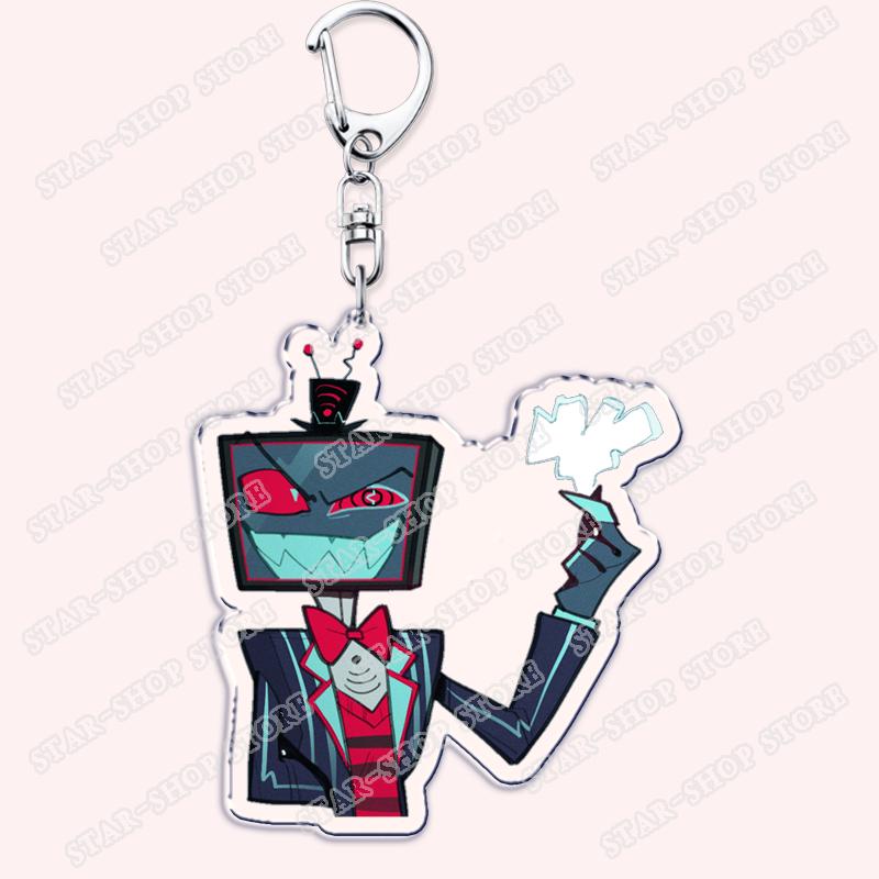 Heiß Populär Anime Cartoon Dämon Figur Schlüsselanhänger für Zubehör Tasche Angel Dust Schlüsselanhänger Ring Schlüsselring Schmuck Fans Freunde Geschenke
