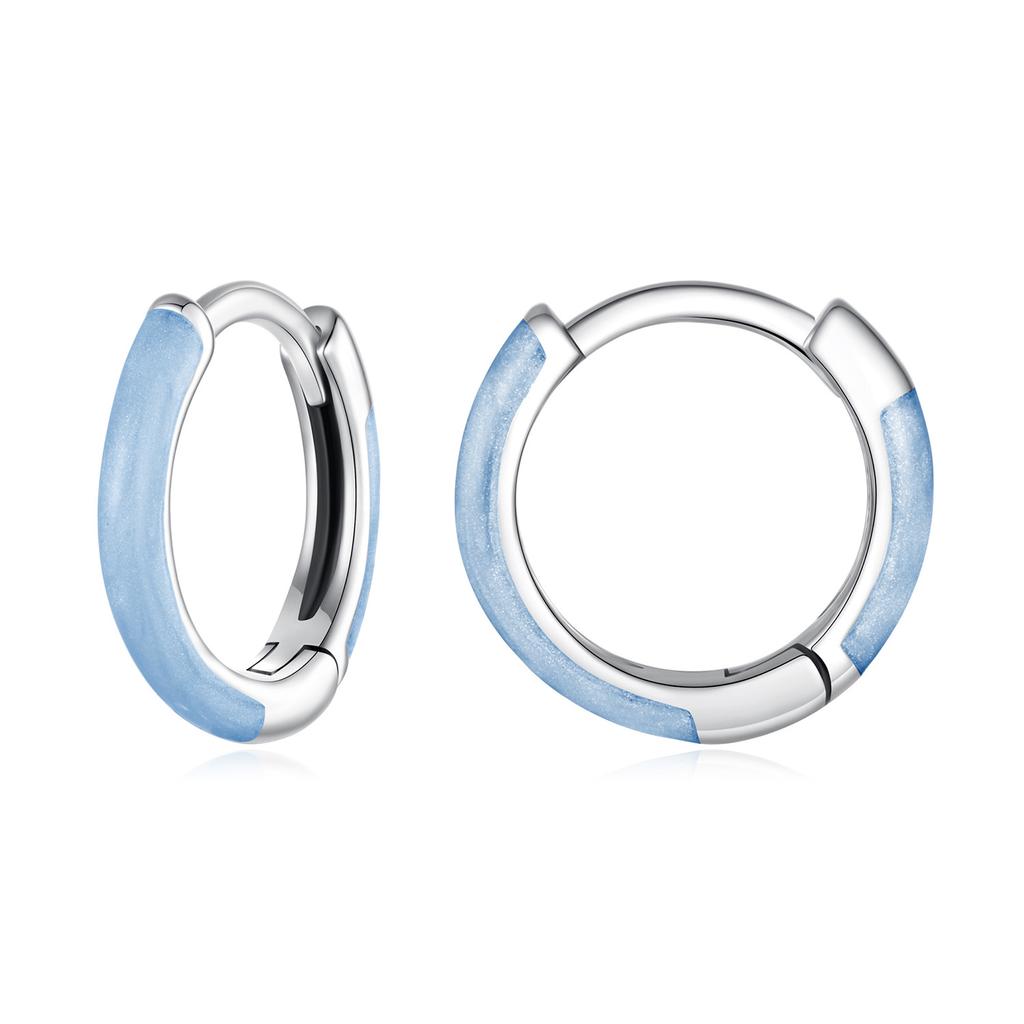 Simple Color Drop Oil Round Ear Buckle Summer Dopamine S925 Sterling Silver Earrings Earrings