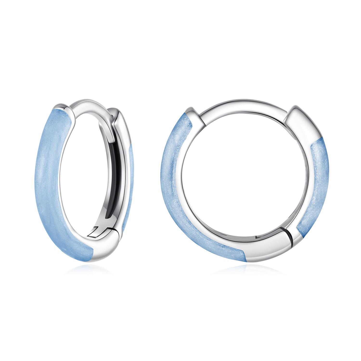 

Simple Color Drop Oil Round Ear Buckle Summer Dopamine S925 Sterling Silver Earrings Earrings 925 Silver