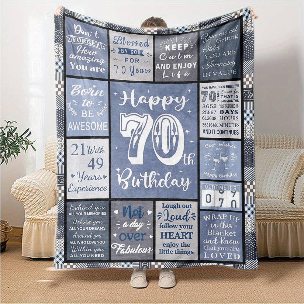 Happy 70Th Birthday Card Throw Blanket Soft Warm Cozy Versatile for Sofa Couch Office Bed Picnics Ideal Best Holiday Gift for Friends, Family Y18