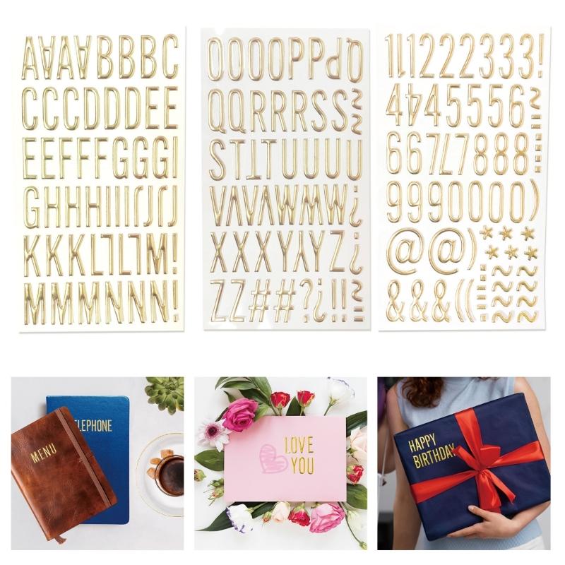3D Metallic Color Letter Number Sticker PVC Letter Sticker Scrapbooking Sticker for Card Making Photo Album Wrapping
