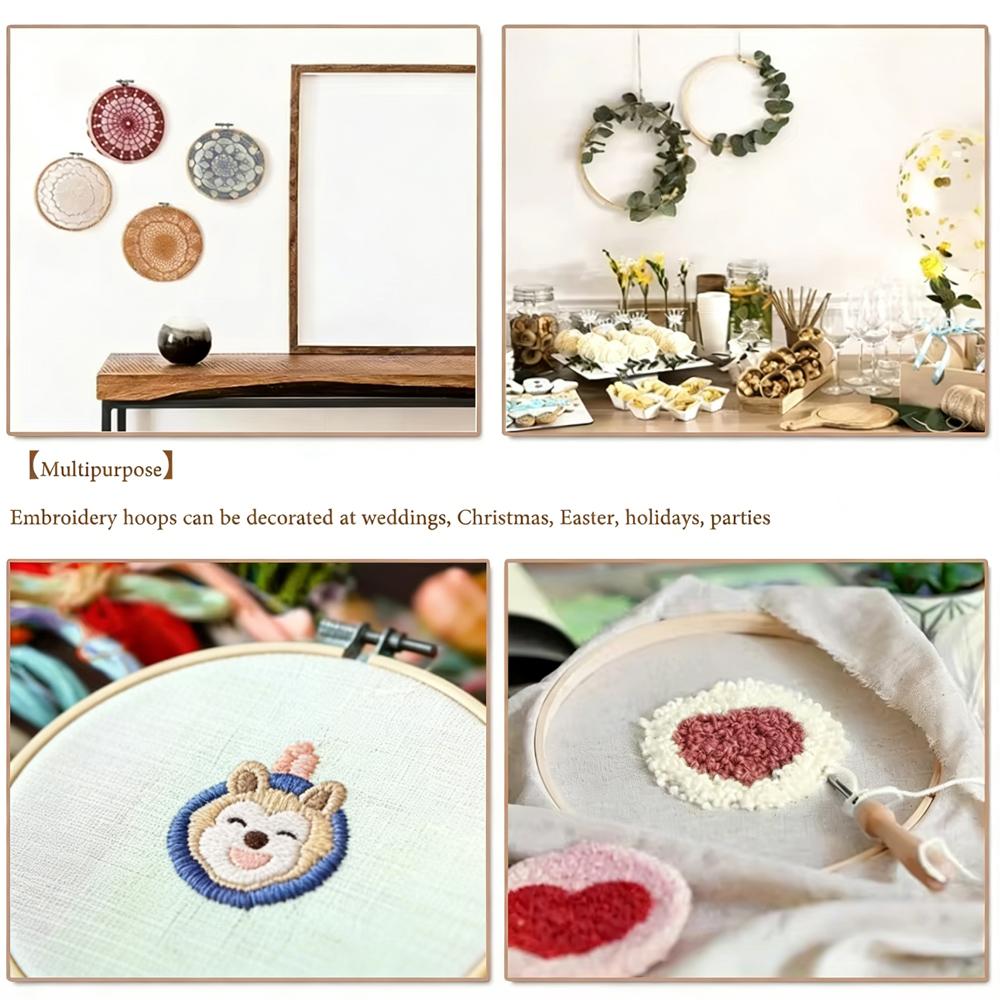 1-9pcs 8-36cm Wooden Embroidery Hoops Frame Set, Cross Stitch Rings for Sewing Craft, Home Decor & Party Decoration