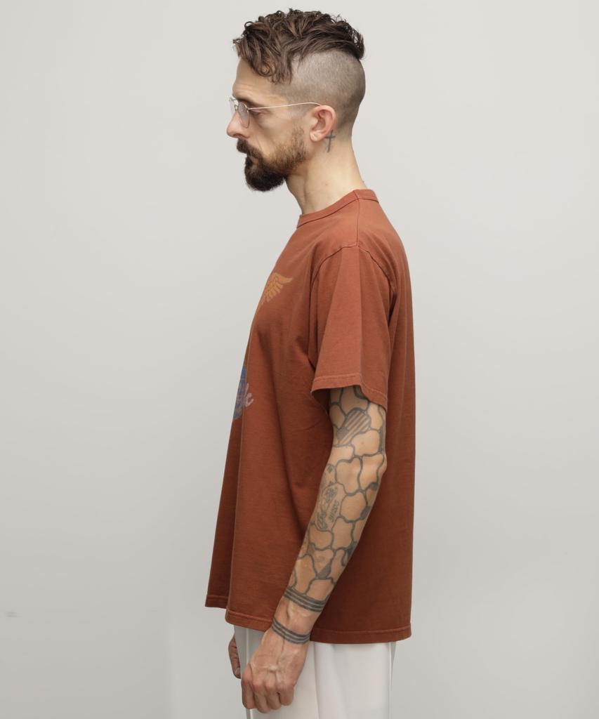 Schott NYC "EAGLE GLOBE" T-SHIRT, Herren, Größe S, Braun, 782-4134016