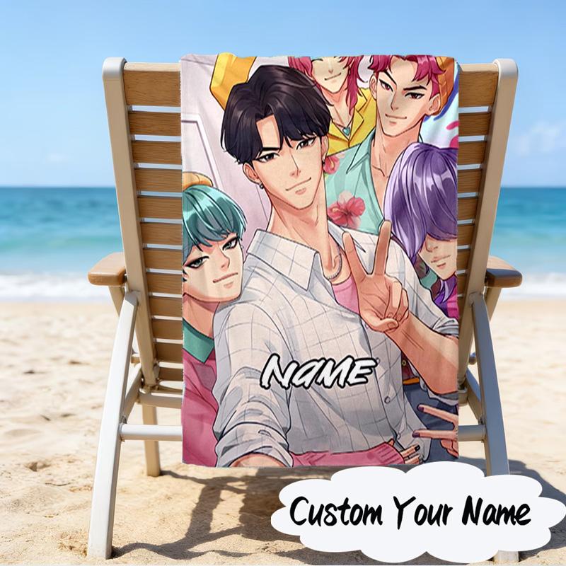 Custom Name KPop Fantasy Night Microfiber Beach Towel Super Soft & Absorbent for Bath, Beach, Travel  Bath Time Accessory, Fan Gifts