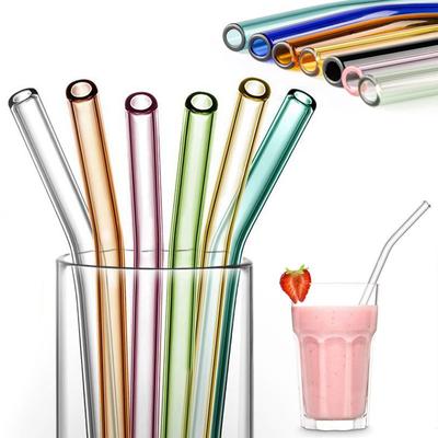 Pajitas de vidrio de colores, reutilizables, ecológicas, de borosilicato alto, para fiestas, bar y bebidas.