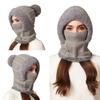 One-Piece Knitted Hat Women's Autumn Winter Thick Hat Scarf Mask One-Piece Wool Hat Cycling Windproof Warm Hat