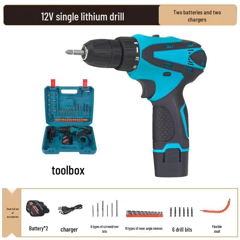 

OLOMMmdhl 12V Cordless Brushed Power Drill Kit