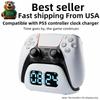 PS5 Controller Charging Dock with Clock Display - Fast Contact Charging for PS5 Controllers