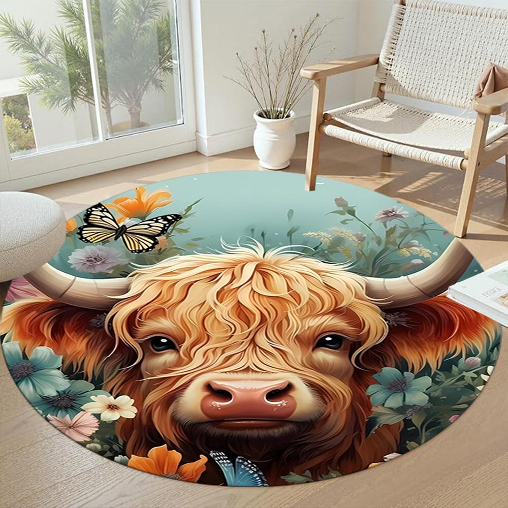 Yak Round Floor Mat Suitable for Living Rooms Study room Hallway Outdoor Antislip Round Carpet Anime Office Decor