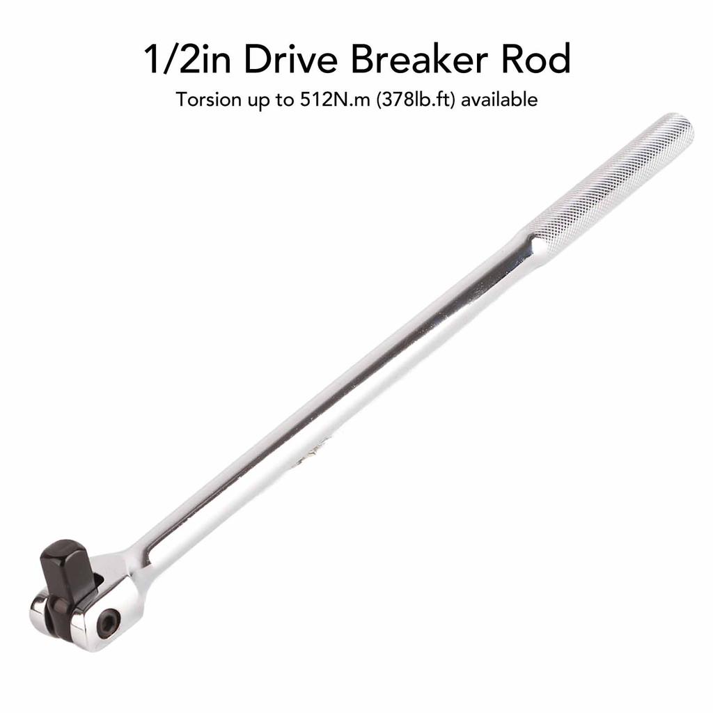 15in 1/2in Drive Breaker Bar Chrome Vanadium Steel 180 Degree Flexible Extension Breaker Bar Chrome Vanadium Steel Breaker Bar