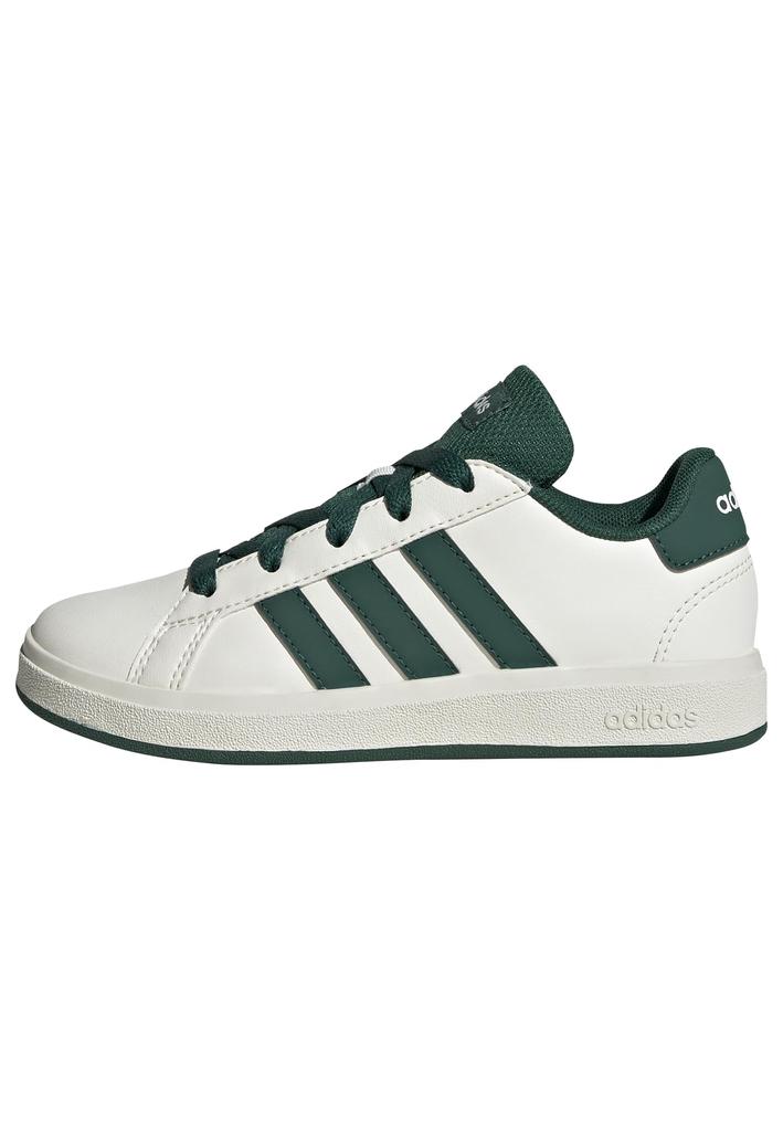 Adidas Grand Court Boys and Sizes Size Kids' 2.0 Sneakers, Unisex, Girls, 17-25.5cm, LKK25, Off-White/College Green/Core Black, 21.5cm (JQ0704)