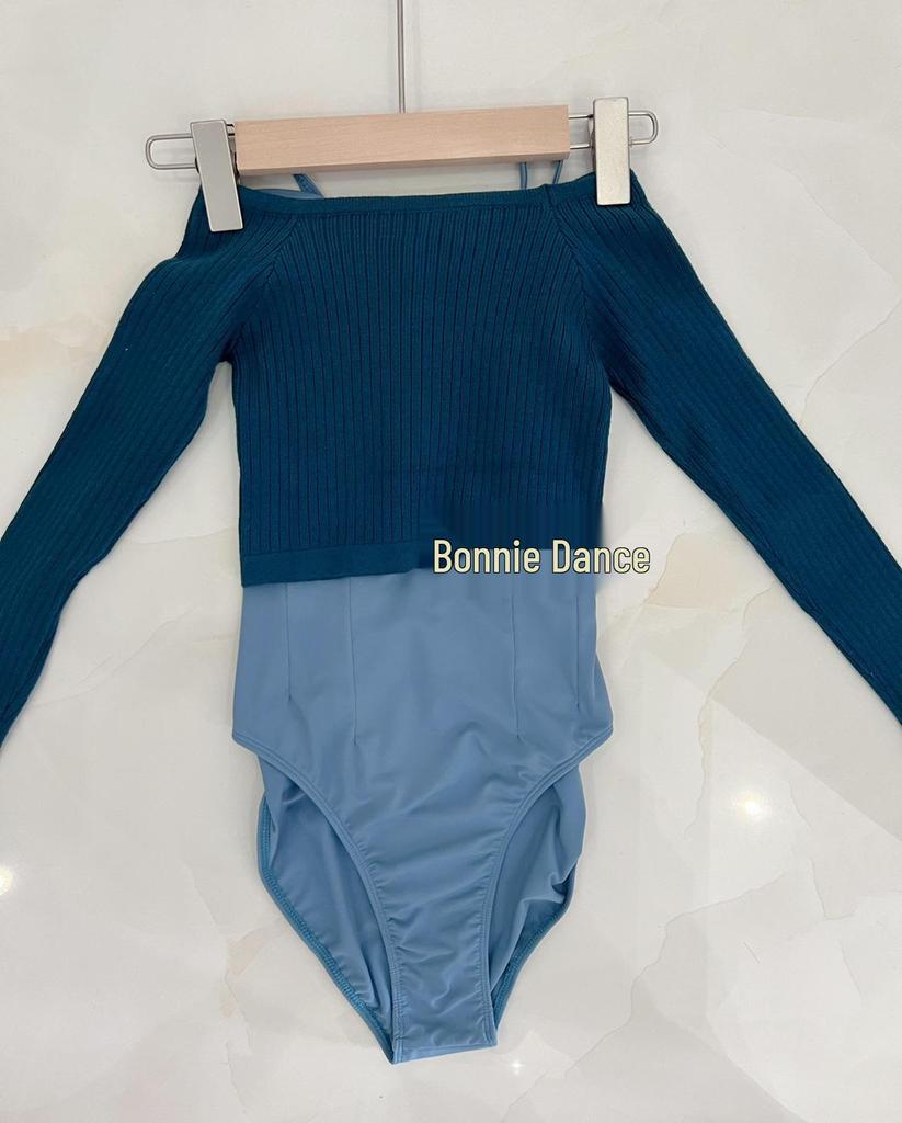 Children's Long Sleeve Dance Cardigan Shawl - Off-Shoulder Autumn/Winter Sweater for Girls' Practice Wear