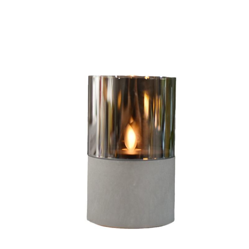 3pcs Glass Flameless Candles Battery Operated Flickering LED Pillar Candle Marbling Fake Wax with Timer for Home