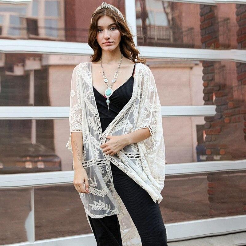 

2024 Прозрачные бикини-накидки, сексуальные прозрачные белые кружевные туники, летние топы, женская пляжная одежда, купальный костюм, накидка Q1326 One size белый