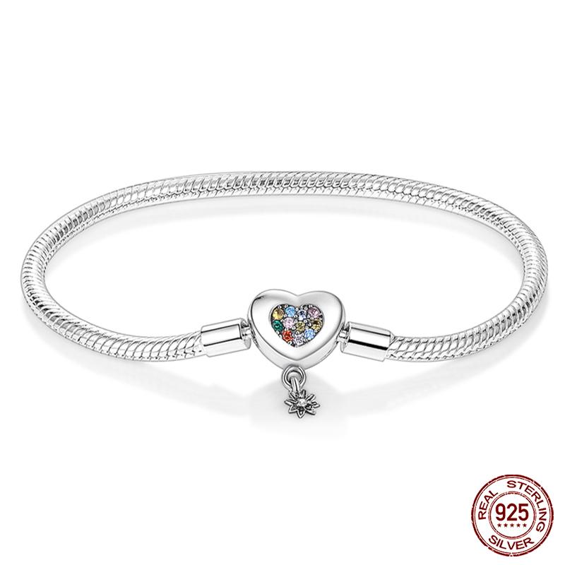 925 Silver Snake Chain Heart Butterfly Cat Claw Bracelets Fit Pan Charms Beads Fashion DIY Jewelry Gift Making