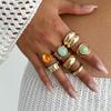 7Pcs/Set Irregular Shape Crystal Open Rings Open Design Geometric Rings  Women