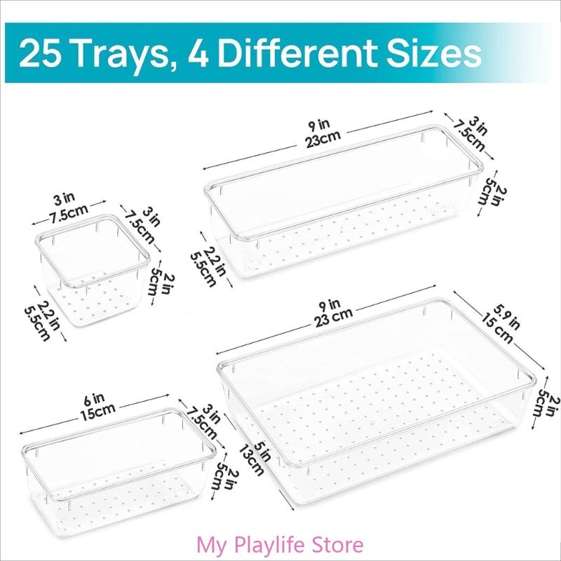 Delicate Bathroom Vanities Tray Organizers Functional Clear Organization Drawers Versatile Storage Solution for Home Use