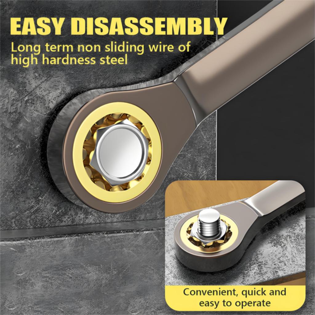 Black Coated Ratchet – Industrial Grade Compact Double-Ended Auto-Reverse Bidirectional Labor-Saving Wren 18mm