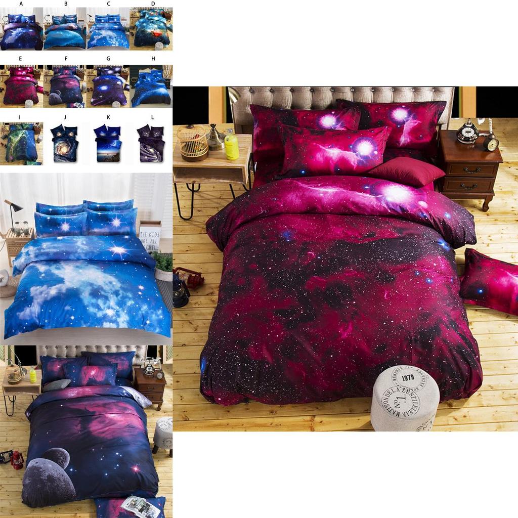 3d Galaxy Duvet Cover Pillow Case Quilt Cover Bedding Set Vibrant Color All Sizes