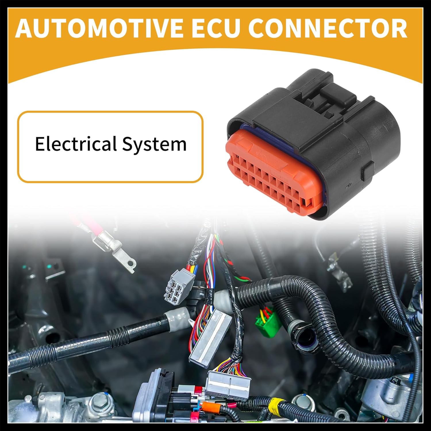 1Pc 1mm Series Universal Automotive ECU Connector - Car RV Truck Female Electrical Wire Connector Plug Waterproof - Plastic Black Orange 18 Pin