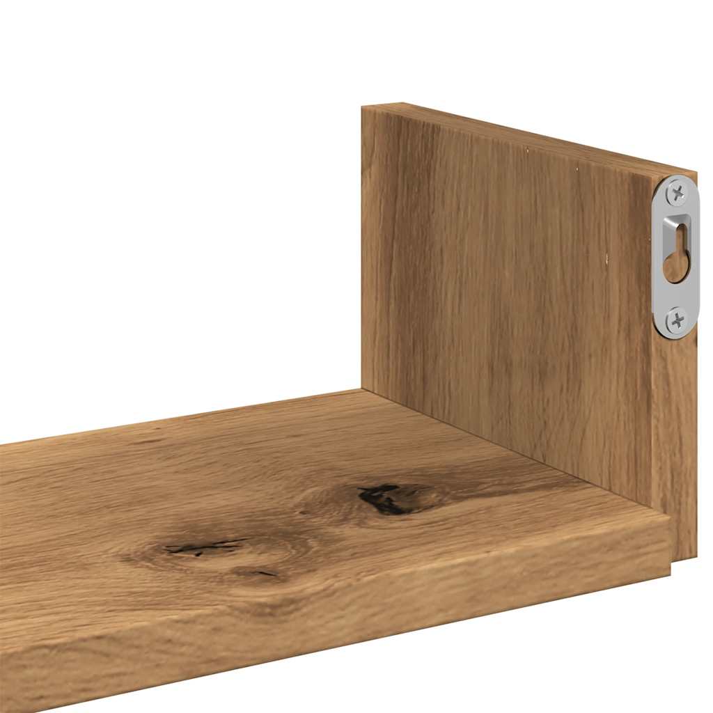 3-Piece wall decoration storage shelf, decorative wall-mounted display rack, artist oak engineered wood