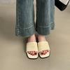 French Shoes, Sandals, Woven Small Summer Soft Soles, Beach Cool Slippers, Women'S Flat Bottom One-Word Drag