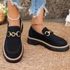 British Style Large Size Loafers Women's 2025 New Fashion Versatile Retro Color Matching Casual Thick Heel Platform Single Shoes