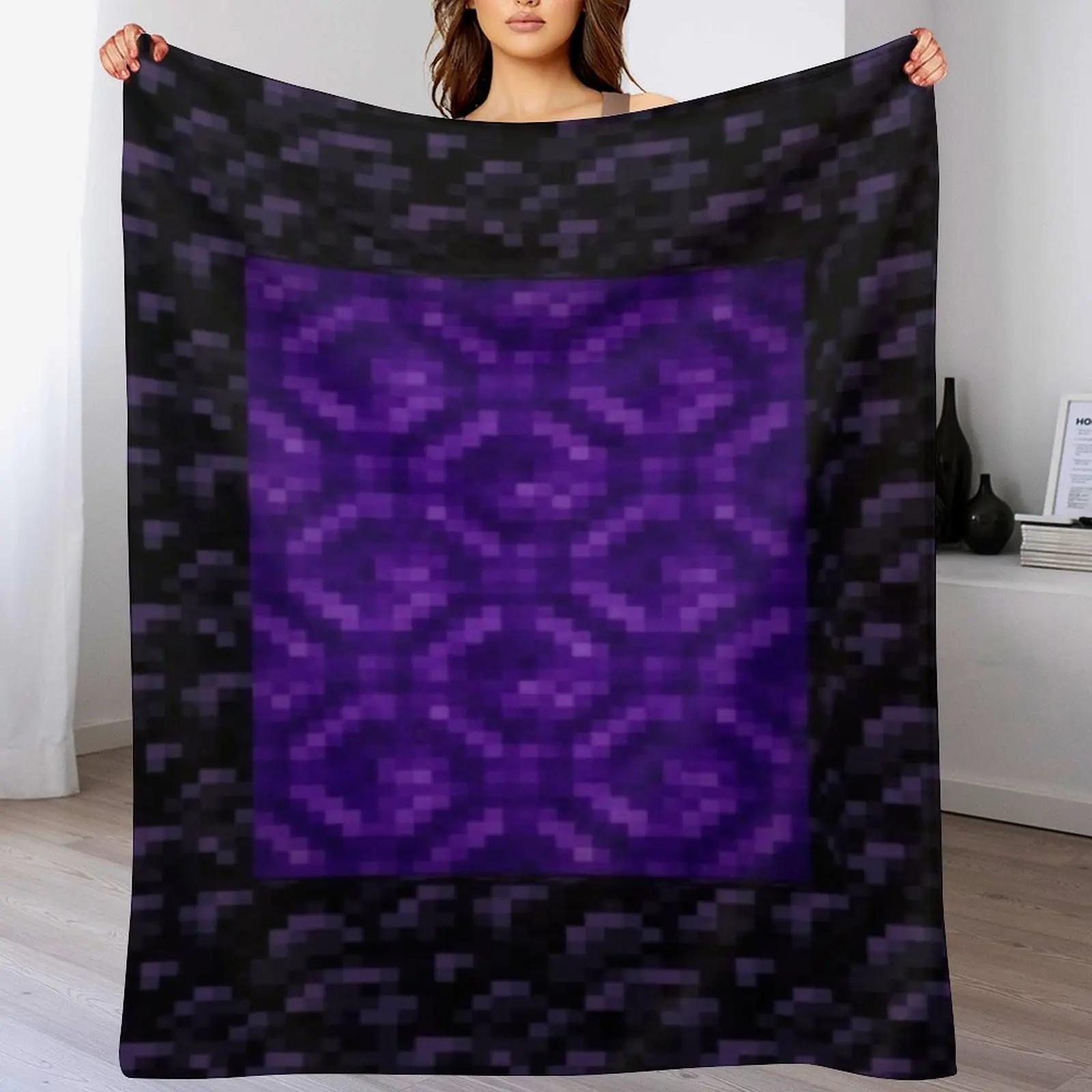 

Nether Portal Pixel Blanket Throw Blanket Plaid anime Sofa warm for winter Blankets 30x40in