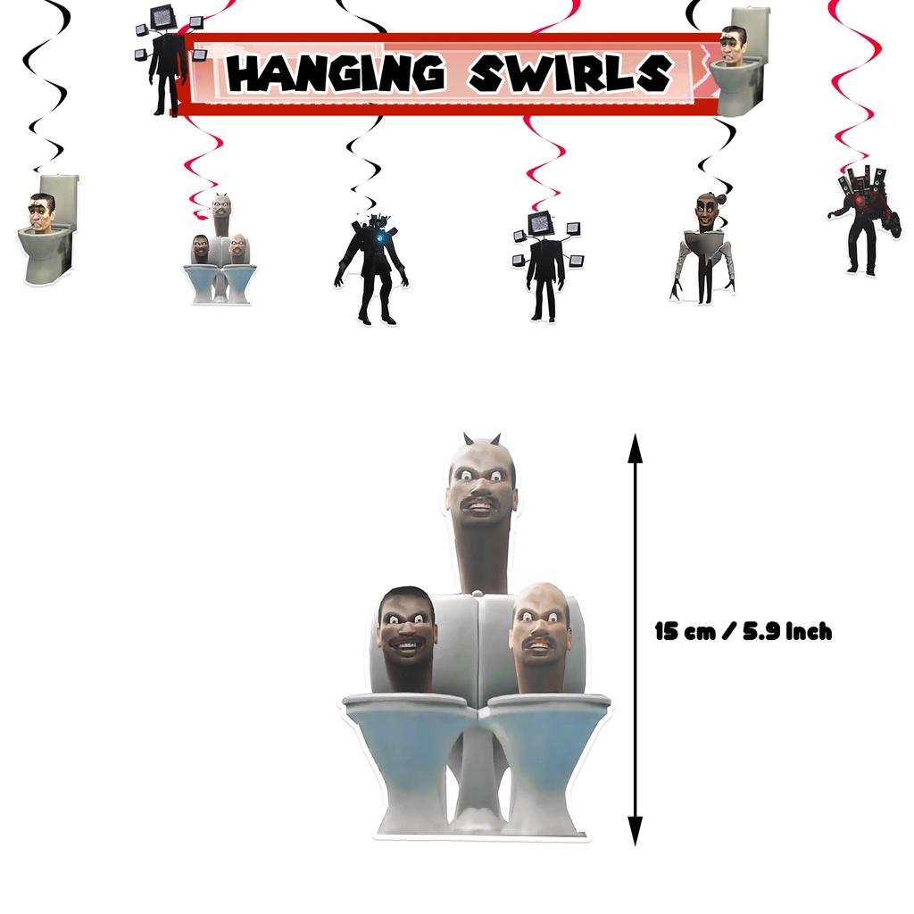 Skibidi Toilet Thema Geburtstagsparty Dekorationsset Monster Geburtstagstortenaufsatz Papierflagge Luftballons Und Mehr!