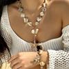 Boucles d'oreilles à franges en coquillages irréguliers style bohème Collier avec pendentif étoile de mer en perle d'imitation Ensemble de bijoux pour femme Style vacances à la plageb