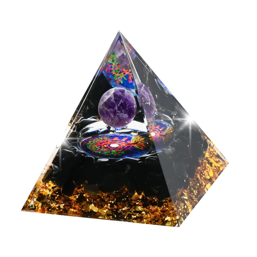 Orgonite Crystal Object, Orgone Pyramid Tower, Energy, Nature, Reiki, Healing, Chakra, 6cm x 6cm (20)